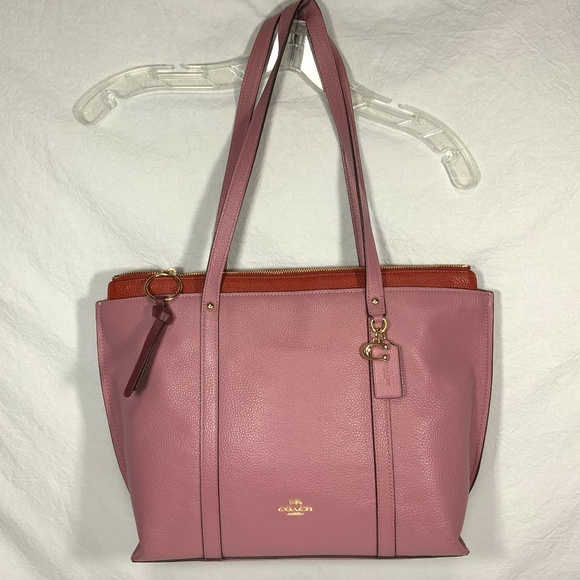 Coach Pink Leather May Tote Shoulder Bag - Picture 1 of 15
